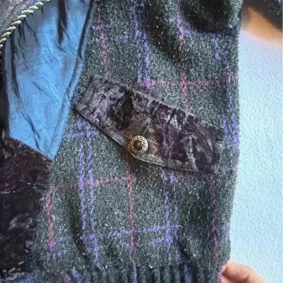 Women's Vtg KARIZMA Wool Mixed Fabric Patchwork Snow Ski Bomber Jacket Size L - Picture 4 of 14